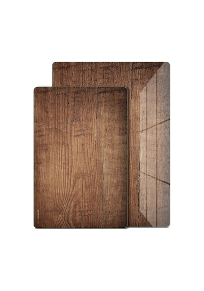 2'li Cam Kesme Tahtası Ve Sunumluk Eski Ahşap Desenli 20 X 30 Ve 25 X 35 Cm Çok Renkli