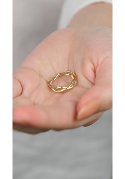 Arpaş 14 Ayar Altın Dalgalı Sade Halka Küpe 918 Gold