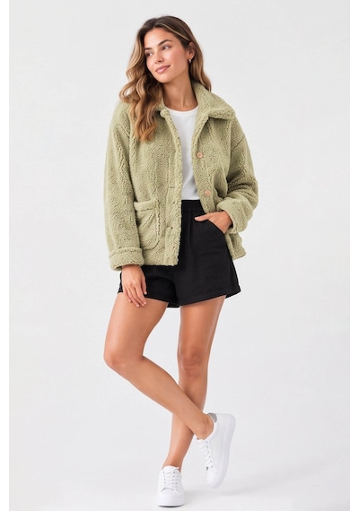 Fashion Friends Peluş Yeşil Kadın Ceket 26k0419k1