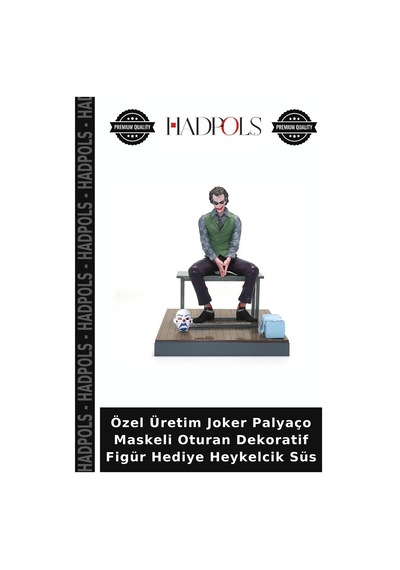 Özel Üretim Joker Palyaço Maskeli Oturan Dekoratif Figür Hediye Heykelcik Süs