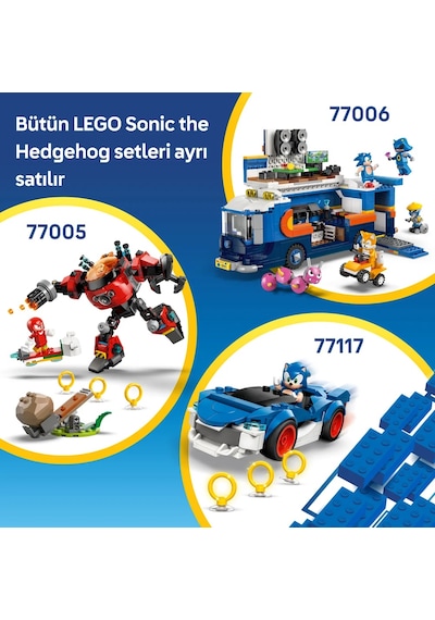 LEGO® Sonic the Hedgehog Silver’ın Arabası, Knuckles’ın Canavar Kamyonuna Karşı 77118 – 8+ Yaratıcı Oyuncak Yapım Seti (378P)