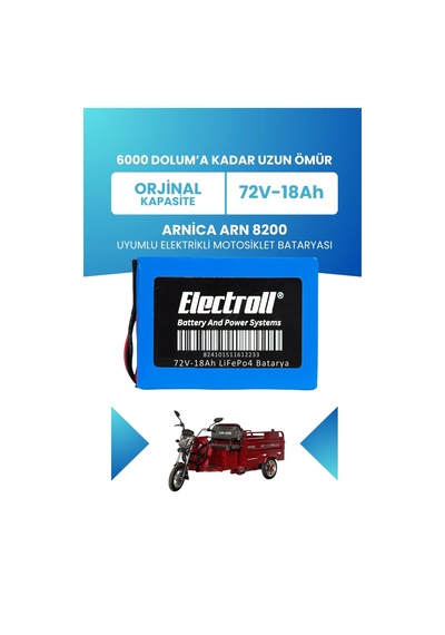 Arnica Arn 8200 Batarya Standart Kapasite Lifepo4 72v 18ah Elektrikli Motosiklet Bataryası