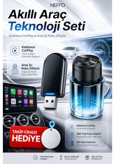 160 Ml Araç Kokusu + Carplay Seti   Akıllı Araç Teknoloji Seti  Araba Kokusu 1