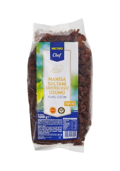 Metro Chef Kuru Üzüm 1 Kg - Manisa Sultani Thompson Çekirdeksiz 2'li Ekonomik Paket - 2 Adet Tarı
