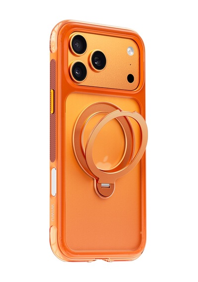 Apple iPhone Uyumlu  17 Pro Max Kılıf Wiwu As-203 Aeroshield Ultra Serisi M-safeli Airbagli Standlı Kapak Turuncu