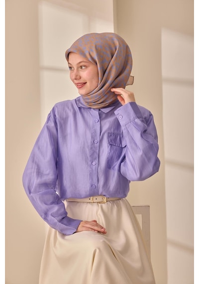 Silk Home Aura Eşarp 140005-20 Vizon, Mavi Lila, Turuncu