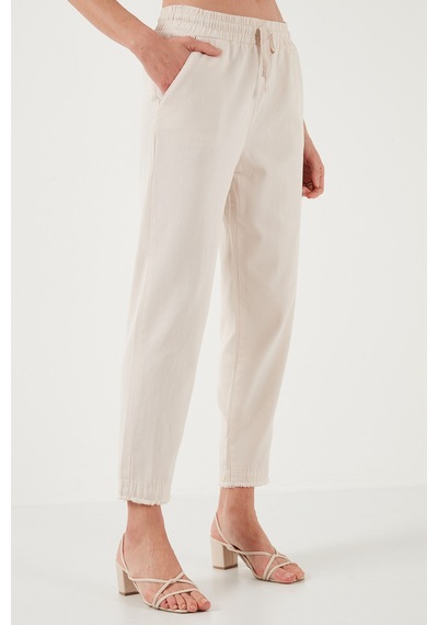 Lela Pamuklu Normal Bel Regular Fit Düz Paça Bayan Pantolon 668Yp42282S4 Taş