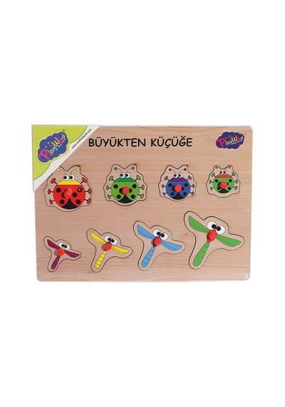 131-132 Ony Ahşap Tutmalı Puzzle Büyükten Küçüğe -onyıl Çok Renkli