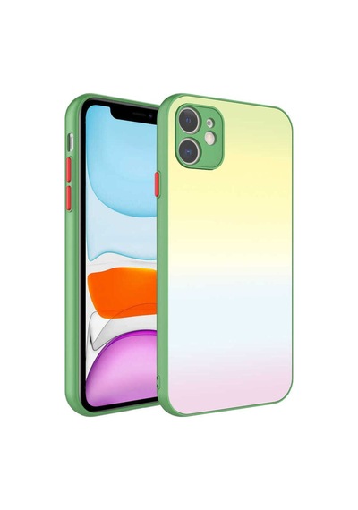 Apple Uyumlu iPhone 11 Kılıf Kamera Korumalı Renkli Temperli Zore X-cam Kapak NO9