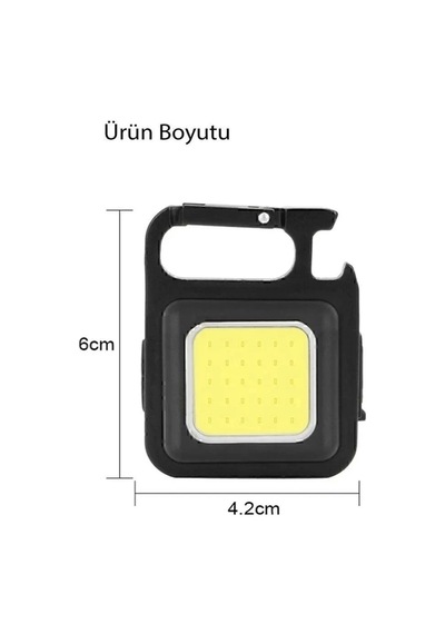 Mini Led Anahtarlık El Feneri Flash Mıknatıslı Su Geçirmez Şişe Açaçaklı Siyah