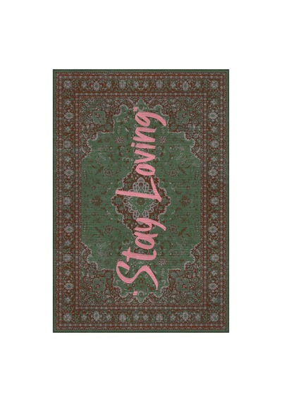 Lucca 401 Yeşil Bordo Vintage Halı Eskitme Modern Yazılı Halı Ince Kilim Halı Ev Oda Salon Halısı Renkli B