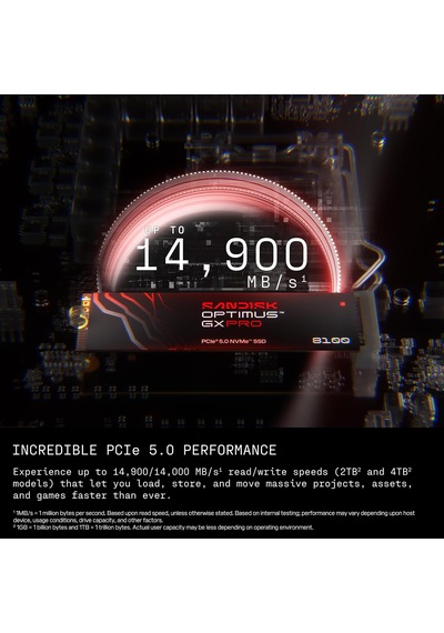 Sandisk Optimus Gx Pro 8100 Pcıe Gen 5 Nvme Ssd 1 Tb Okuma/yazma Hızı 14.900/11.000 Mb/