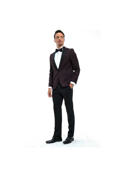 Morven Erkek Koyu Bordo Modena Slimfit Jakarlı Smokin 20mc055010752 Koyu Bordo