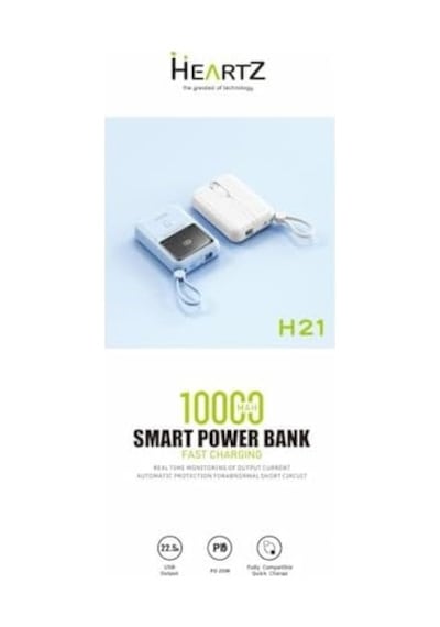 H21 Mini Boy 10000 Mah Power Bank Pd 20w Ve Usb 22.5w Fast Hızlı Şarj Dahili Type C Ve Lightning Kablolu Dünya Standartlarına Uygun Polymer Batarya Birebir Amper Lcd Göstergeli Powerbank