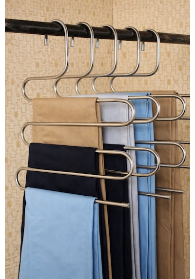 5 Katlı Metal Pantolon Askısı Yer Tasarruflu Şal Eşarp Gardolap Organizeri 35x27 Cm Diğer