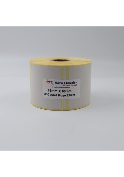Kuşe Etiket 65mm X 60mm Ruloda 800 Adet 40mm Kuka Çapında Baskısız Barkod Yazıcı Etiketi Diğer