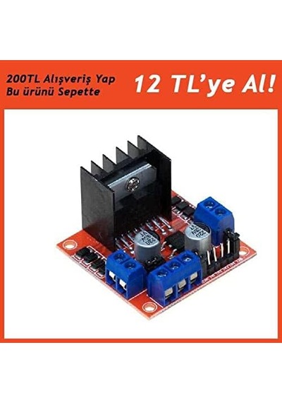 L298n Voltaj Regulatörlü Çift Motor Sürücü Kartı Kırmızı Pcb Çok Renkli