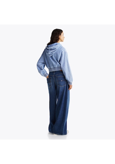 Tommy Hilfiger Tjw Denim Cropped Kadın Mavi Hoodie - Dw0dw20539 Mavi