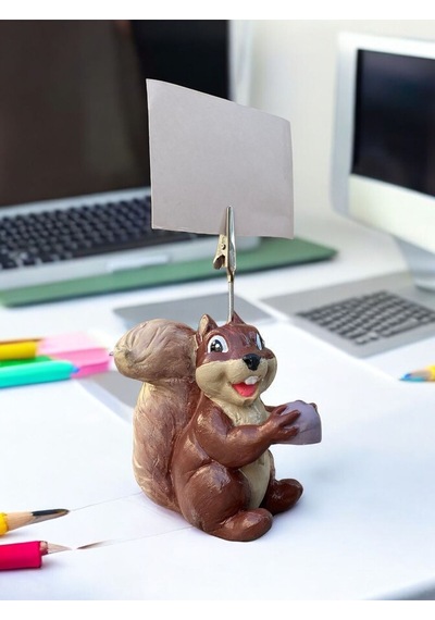 Sevimli Sincap Temalı Fotoğraf Not Tutucu Tutacak Hediyelik Ofis Masası Tutacağı Kahve