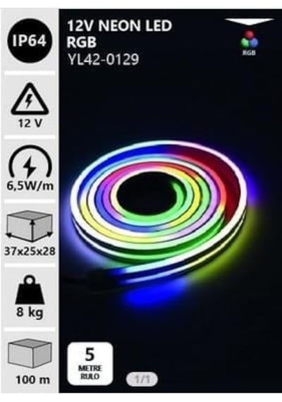 Noas: Neon Led Şerit, Rgb, 5 Metre Yl42-0129