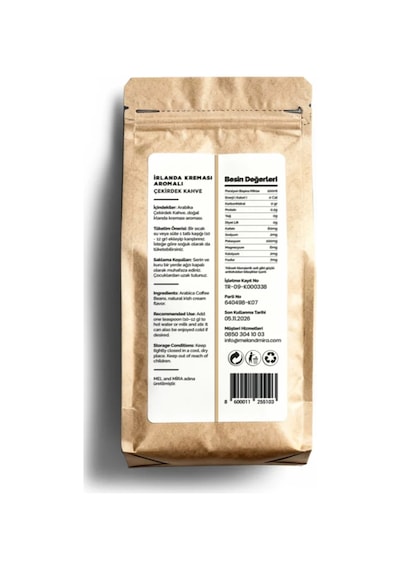 Irish Cream Bean Coffee 200g, İrlanda Kreması Aromalı Çekirdek Kahve Çekirdek Kahve
