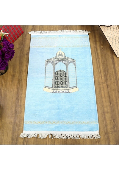 Makam-ı İbrahim Lüks Şönil Seccade Bebek Mavisi 70x126cm 240 Gr Çok Renkli