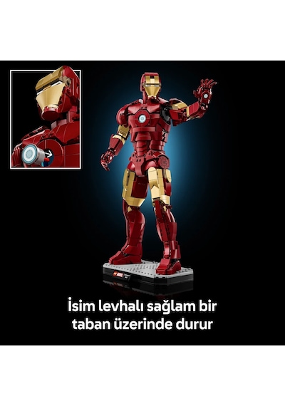 LEGO® ǀ Marvel Iron Man Mark 3 Koleksiyoncu Versiyonu 76344 - Yetişkinler için Minifigür İçeren Model Yapım Seti (1297 Parça)