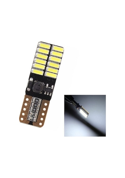 5 Adet T10 Led Beyaz 12v Park Led Plaka Tavan Led Ampul 24 Led