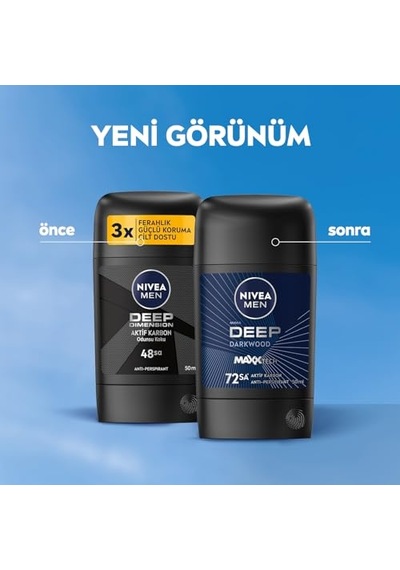 Erkek Stick Deodorant Deep Dimension 50 Ml,72 Saat Ter Ve Ter Kokusuna Karşı Anti Perspirant Koruma,aktif Karbon