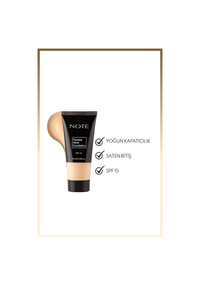 Flawless Matte Foundation SPF 15 Yoğun Kapatıcı Mat Bitişli Fondöten - 02 Orta