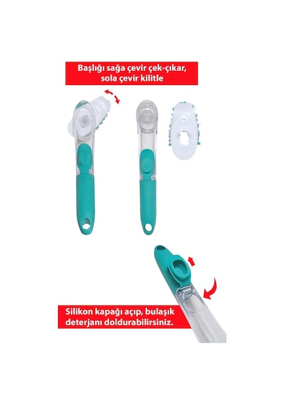 Smarter Deterjan Hazneli Bulaşık Fırçası + Yedek Sünger