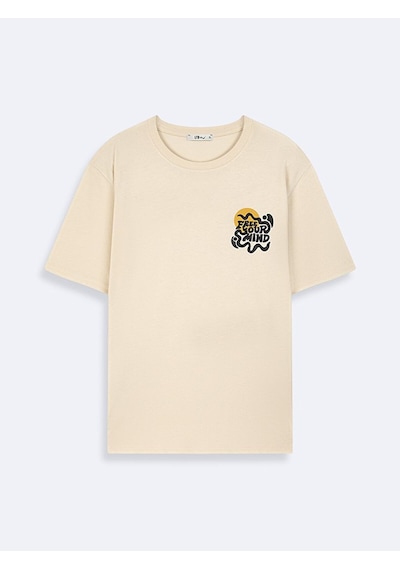 Ltb Baskılı Erkek T-shirt 01225842896089 1060 Bej