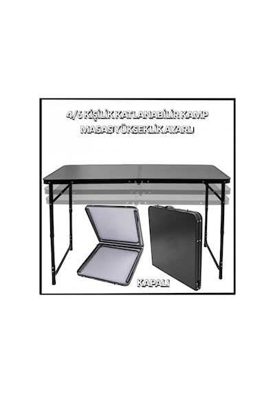 Uyguna-yakala Siyah 4/6 Kişilik Katlanabilir Kamp Masası - Yükseklik Ayarlı - 44a-s Çok Renkli