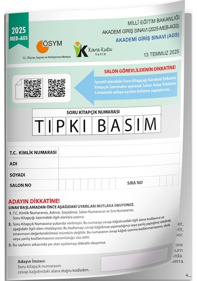 2025 Meb Ags Tıpkı Basım Çıkmış Soru Ösym Kitapçığı Tam Hali