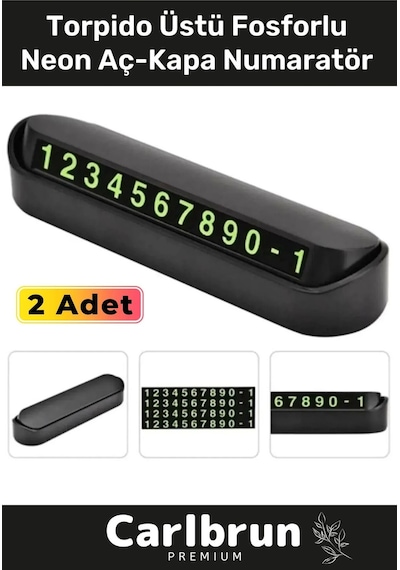 Lüks Araç Içi Telefon Numarası Oto Cam Kartı Torpido Üstü Fosforlu Neon Aç-kapa Numaratör 2 Adet