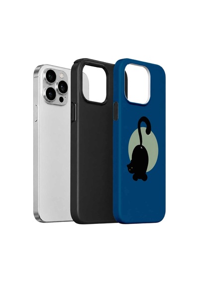 Velvoria Valestra Aylı Kedili Apple iPhone Uyumlu 12 Pro Darbe Korumalı Kılıf Valestra Select - Aylı Kedili