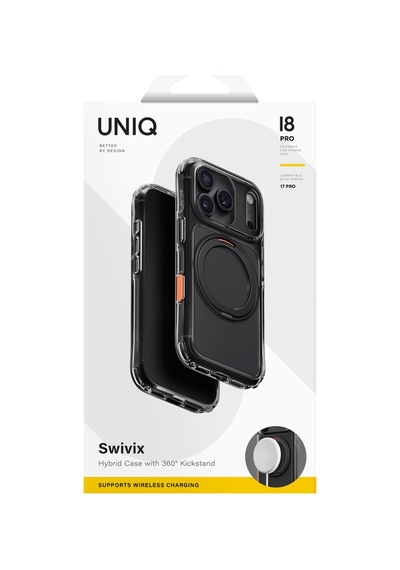 Apple iPhone Uyumlu 18 Pro Kılıf Swivix Dönebilen Metal Halkalı Koruyucu Premium Dayanıklı Darbe Emici Kapak Sıyah