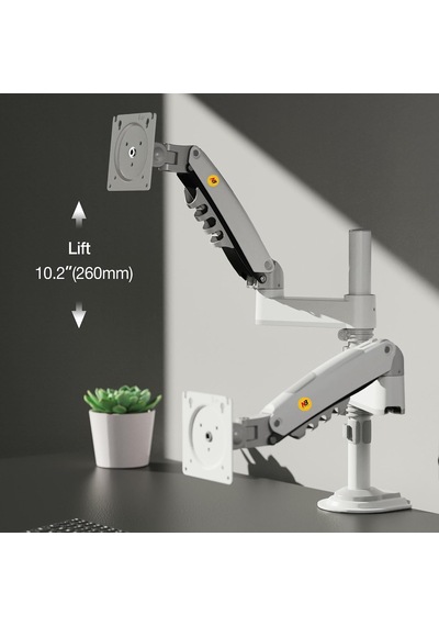 Lexroo North Bayou Nb H180 17-27" Çift Kol 2-9 Kg Amortisörlü Monitör Standı Beyaz