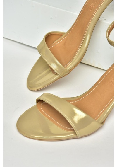 Fox Shoes U820231509 Altın Kalın Topuklu Kadın Ayakkabı Altın