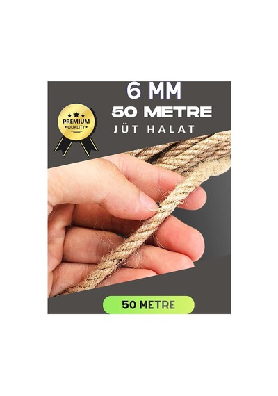6 Mm 50 Metre Jüt Halat Dekoratif Hasır İp Urgan Süs Evimdeyokyok