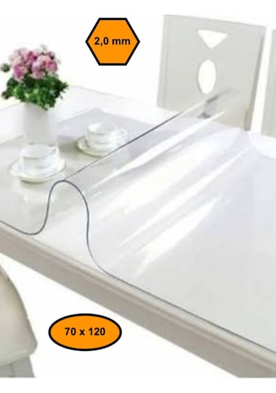 2,0 Mm Pvc Masa Örtüsü, Şeffaf Masa Kaplaması, 70x120