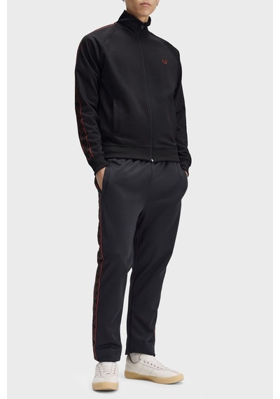 Fred Perry Kontrast Şeritli Dik Yaka Fermuarlı Sweat Erkek Sweat J5557 220 Siyah