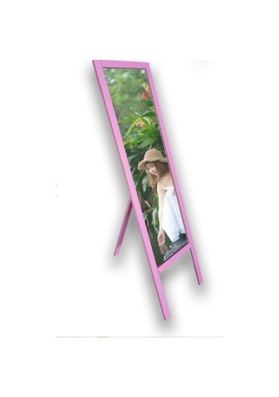 Ahşap Ayaklı Boy Aynası Pembe 145x38 CM Pembe