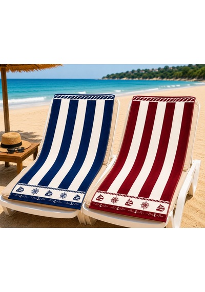 Özdilek 2li Set -pusula Bordo Lacivert- Plaj Havlusu 70x140