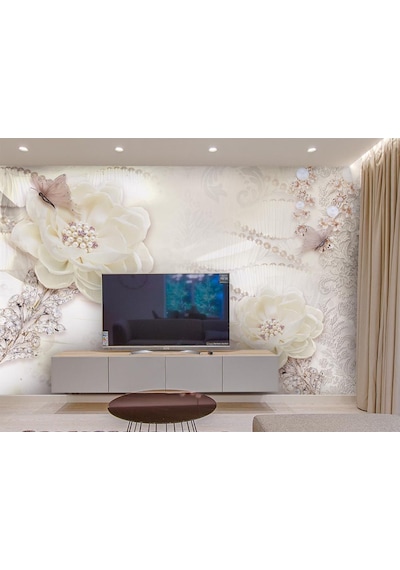 3D Işıltılı Çiçekler Duvar Kağıdı (397461785)