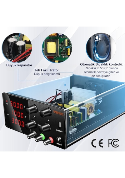 0-30v/0-10a Ayarlanabilir Dc Güç Kaynağı Voltaj Regülatörü Yatay