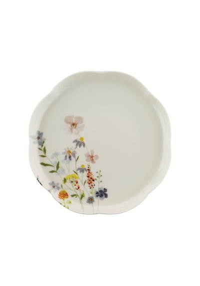 Kütahya Porselen Bone Velora 4 Parça 20 Cm Pasta Tabağı Çiçekli Çok Renkli