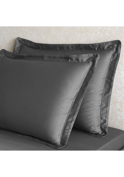 Linens Tencel 2'li Volanlı Yastık Kılıfı Antrasit