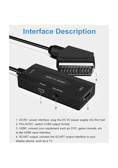 Ga94 Hdmi To Scart 1080p Hd Av Video Çevirici Dönüştürücü Adaptör