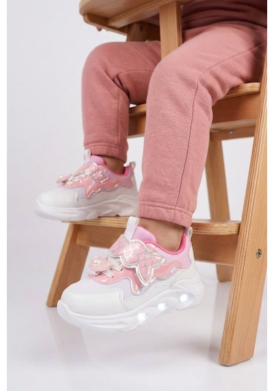 Cool Pudra Cırtlı Işıklı Desenli Anatomik Bebek Spor Ayakkabı Sneaker Aida B